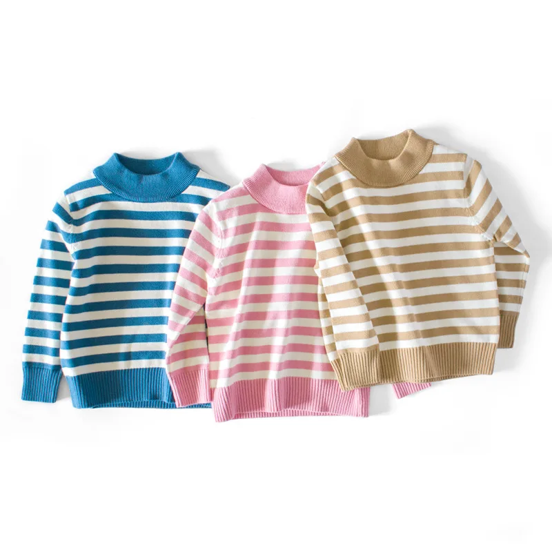 2019 осенний вязаный свитер для девочек, 100% хлопковый свитер для мальчиков, мягкие детские свитера, детские пуловеры в полоску, детская одежда
