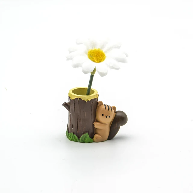 genuine capsule toys cute kawaii animal bear squirrel rat bunny tree stump mini Pen holder Storage tube gashapon office ornament 3