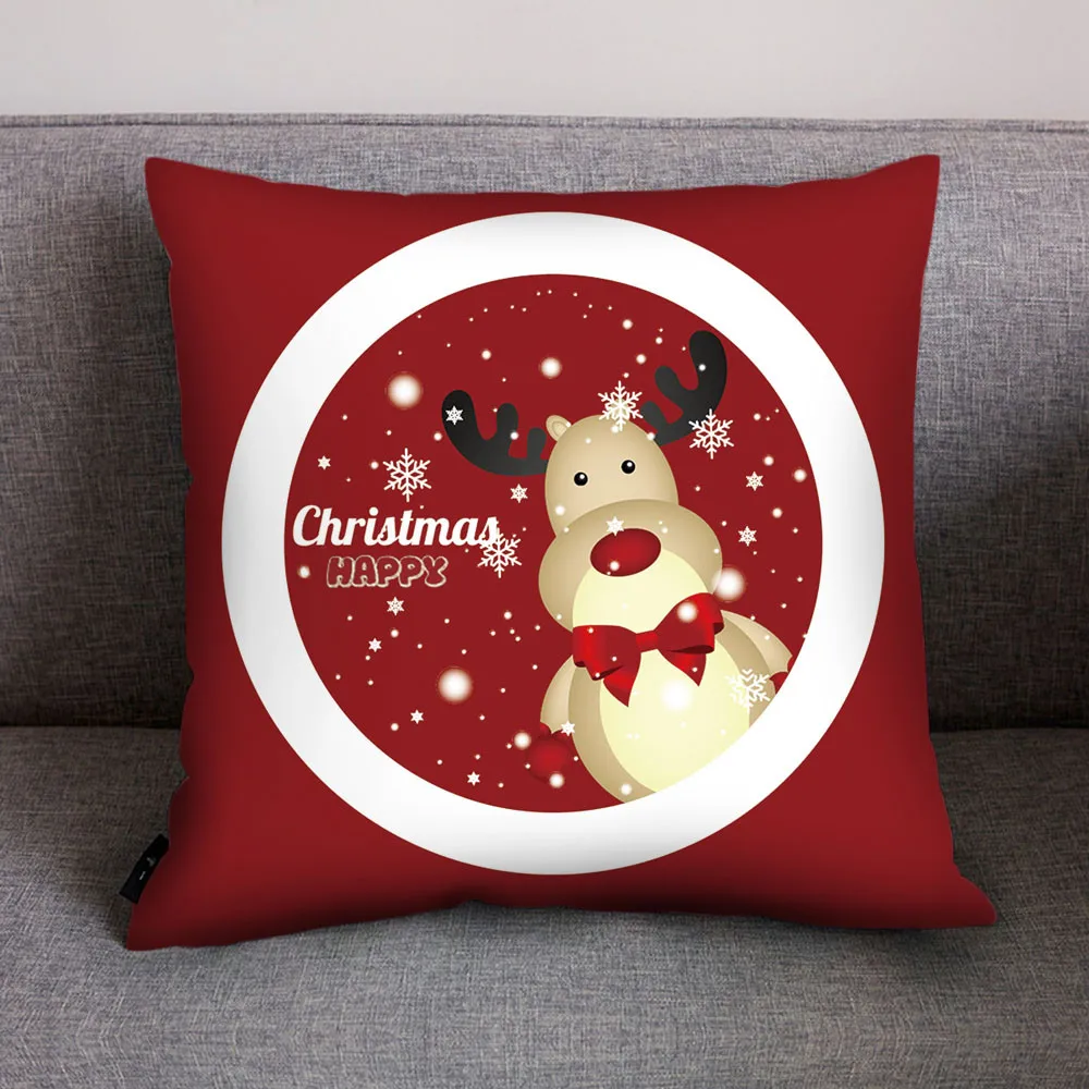 L5 Рождественская наволочка для подушки 45*45 красная с рождественским принтом полиэфирная декоративная наволочка для дивана декоративная наволочка для подушки