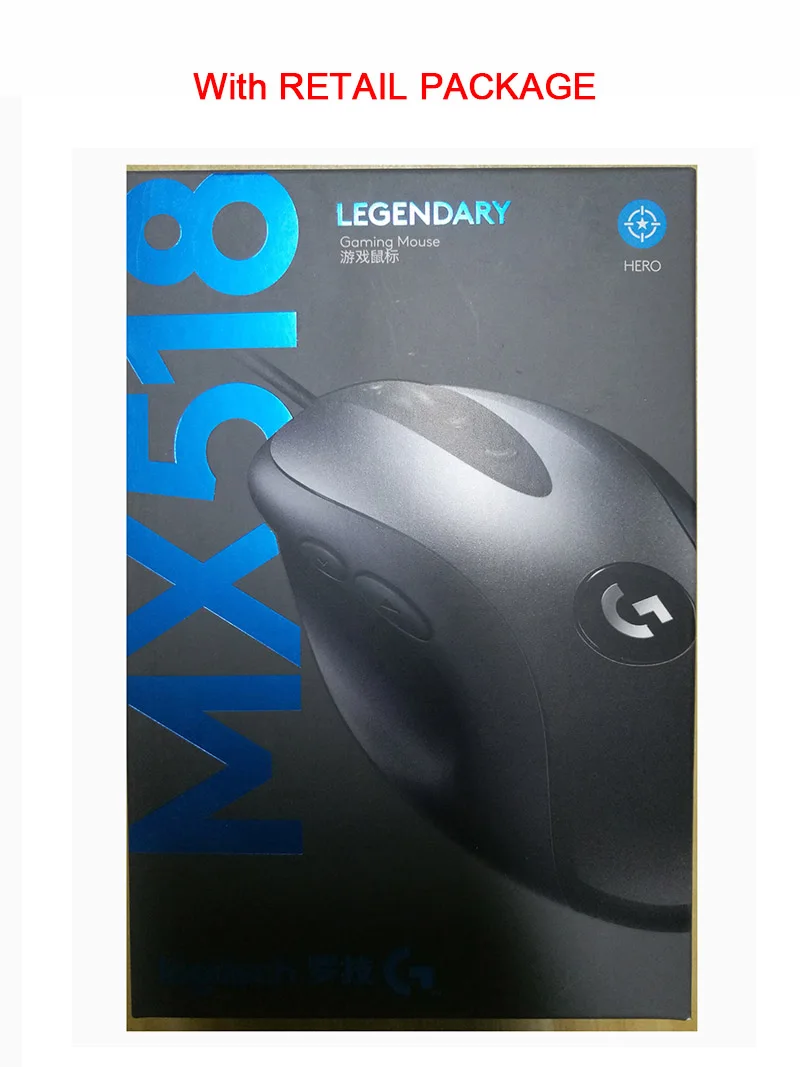 Logitech MX518 легендарная игровая мышь проводная мышь с 16000 dpi HERO sensor Legend Reborn для геймера - Цвет: Черный