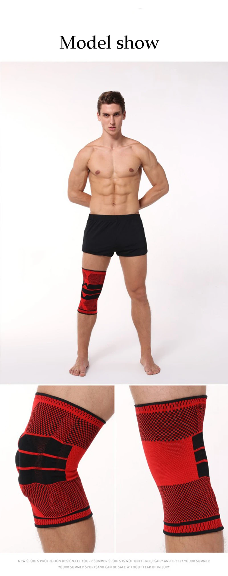 1 PCS Silicone Padded Knee Pads Supports Brace Basketball Fitness Meniscus Patella Protection Kneepads Sports Safety Knee Sleeve (24)