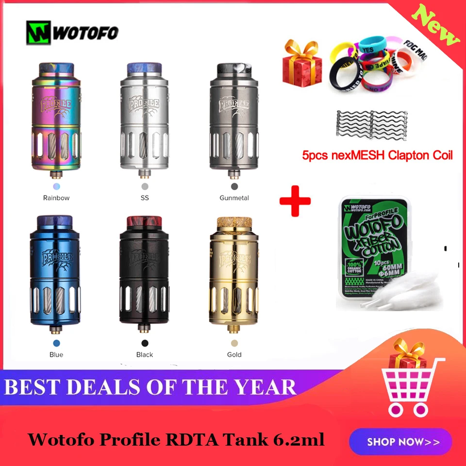 Новый испаритель Wotofo Profile RDTA 6 2 мл восстановление испарителя RDA с 5 катушками nexMESH