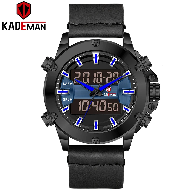 K806-B-BE-B KADEMAN мужские часы Роскошные спортивные часы модные мужские военные наручные 3ATM Повседневный Кожаный ремешок Relogio Masculino K806 - Цвет: K806-B-BE-B
