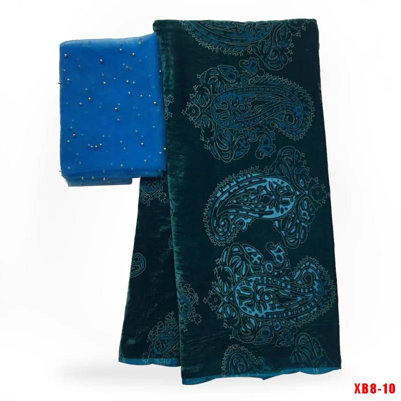Последние африканские кружевные ткани высокое качество кружева нигерийские французские бархатные хлопковые кружевные ткани материал для платья H18101001 - Цвет: 9