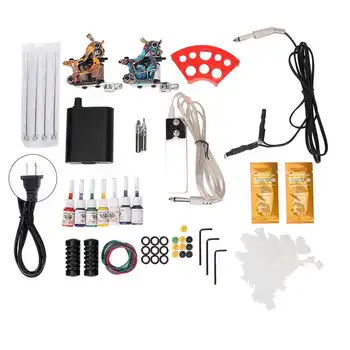 

Tattoo Kit 90-265V Complete Tattoo Kit 2 Pcs Coil Tattoo Machine Tattoo Inks Tattoo Clip Cord for Beginners and Professional
