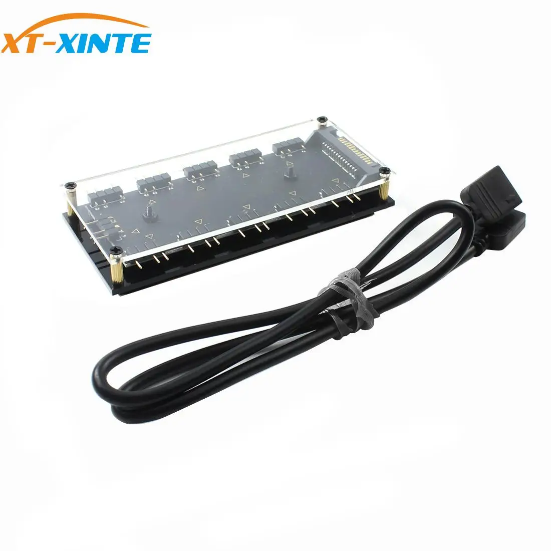 

5V 3Pin RGB Hub Splitter 1 to 10 RGB Motherboard Sync Fan Light Controller SATA / 4Pin Power Supply 50cm Extension Cable RGB Hub