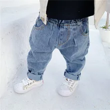 Детская одежда; стиль; детские брюки в Корейском стиле; джинсы для маленьких мальчиков; весенняя одежда; mian bao Crawler Fashion