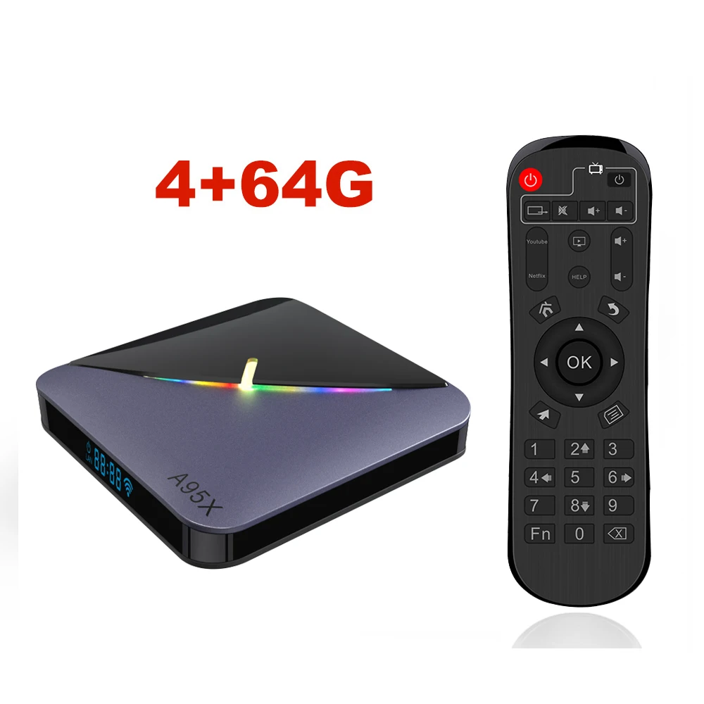 A95X F3 Android 9,0 RGB светильник Смарт ТВ коробка Amlogic S905X3 четырехъядерный 2,4G/5G Wifi BT Netflix Google медиа телеприставка A95XF3 - Цвет: 4g64g