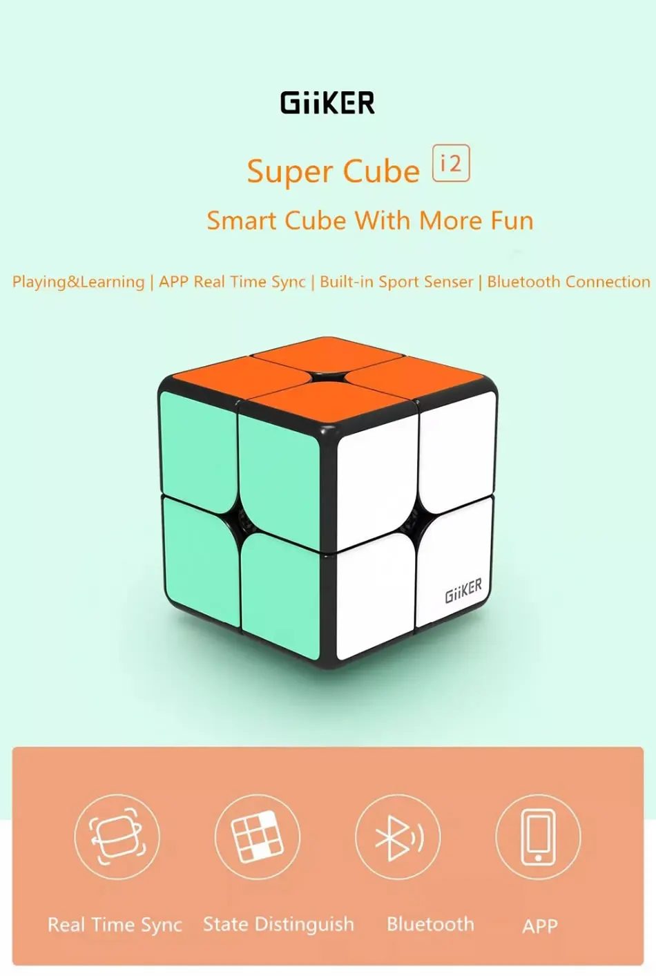 Giiker 2x2x2 Магнитный магический куб i2 Smart Upgrade Super 2x2 AI Bluetooth подключение приложение интеллектуальная Скорость Куб пазл игрушки