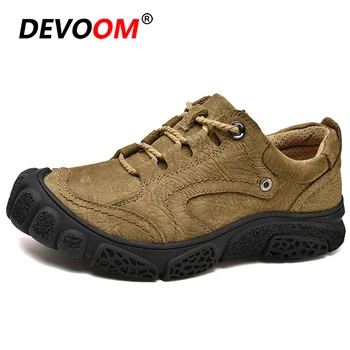 

2020 Men Hiking Shoes Lace Up Genuine Leather Trekking Sport Shoes Men Outdoor Jogging Sneakers Men Waterproof Climbing Shoes 45