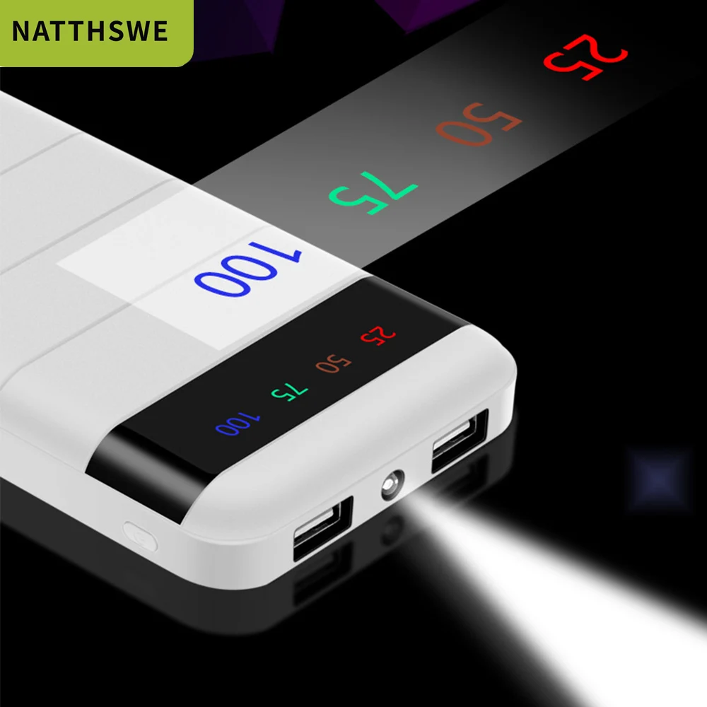 NATTHSWE 20000 мАч портативное зарядное устройство с двумя USB тонким внешним аккумулятором для samsung iphone Xiaomi