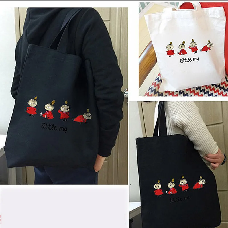 Moomin Little My Кава сумка ULZZANG в учебном стиле простая модная холщевая сумка на плечо женская сумка