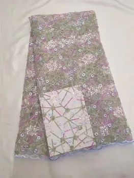 

High Quality 5 yards Nigerian Lace Fabrics Latest 3D Sequins Mesh African Lace Fabric Bride French Net Lace Fabric FD119