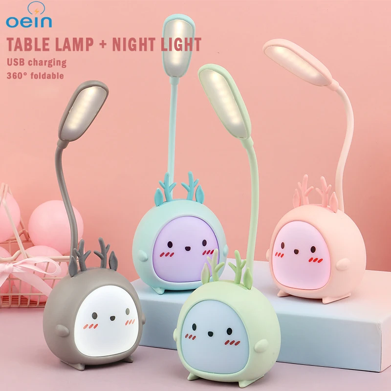 Lámpara LED de mesa con luz de noche de dormitorio, recargable vía USB, atenuación de tres velocidades, dormitorio bonito, aprendizaje, lectura, escritorio, protección ocular