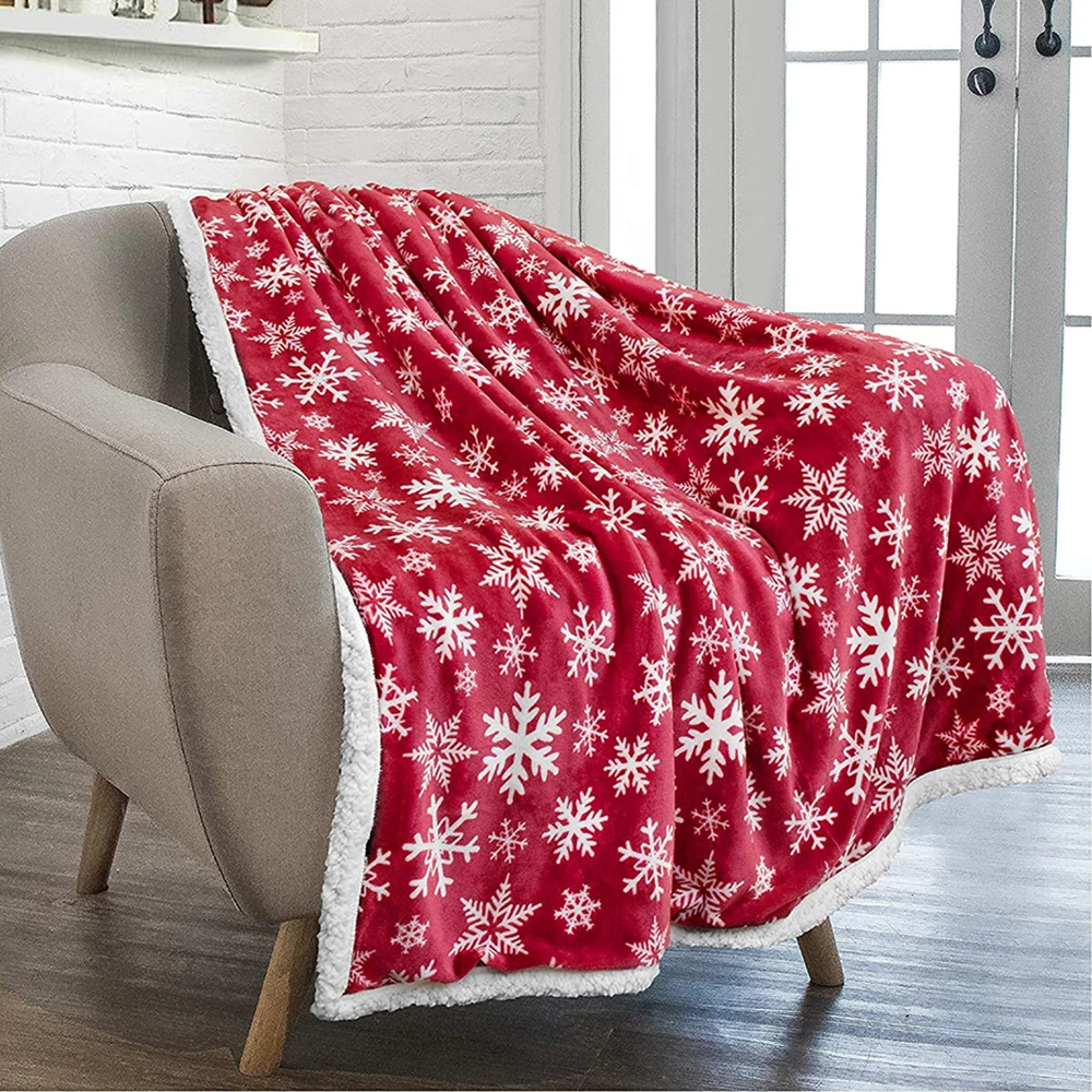 Christmas Blankets Throw Wool For Beds Double Layer Winter Comfort Cotton Fluffy Plush Blanket Dropshipping | Дом и сад