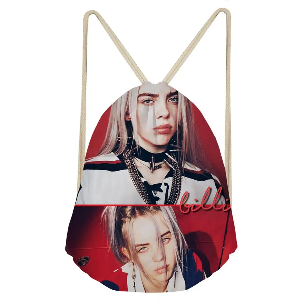 THIKIN Billie Eilish модные женские сумки на шнурках в стиле хип-хоп для девочек, рюкзак на шнурках, Детский рюкзак со шнурком дорожный мешочек для хранения - Цвет: as picture