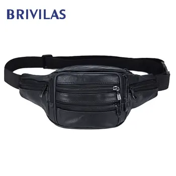 

BRIVILAS Genuine Waist Bag Leather Waterproof Men Fanny Bag Large Capacity Outdoor Sport Belt Bag Causal Travel Purse Bag Fasion