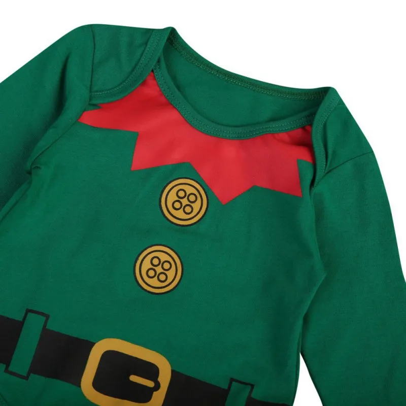 Осенний комбинезон с длинными рукавами для новорожденных мальчиков и девочек на первое Рождество, боди, топы, штаны в полоску, шапка, комплект из 3 предметов