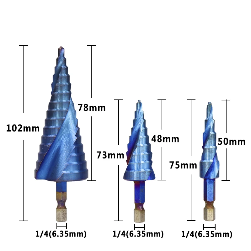 3 шт Nano отверстие с голубым покрытием резак HSS 3/4-12 4-20 мм 4-32 мм конусное сверло для сверления металла круглый/шестигранный хвостовик Шаг сверло набор - Цвет: 3pcs 4-12 4-20 4-32