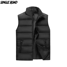 SingleRoad зимние мужские жилеты куртка без рукавов для мужчин ветрозащитный сверхлегкий теплый черный осенний мужской хлопковый жилет для мужчин