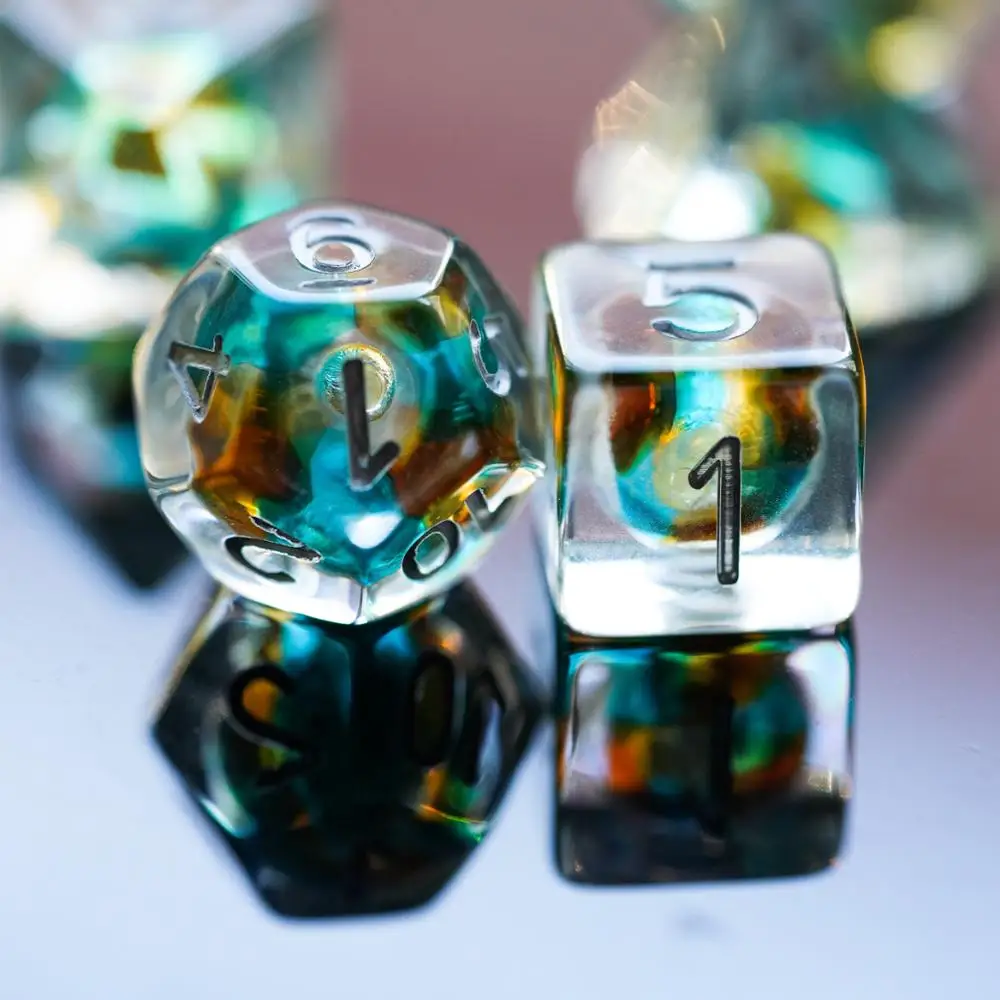 7 шт./компл. стеклянные бусины игральные кости DND D & D4 D6 D8 D10 % D12 D20 многогранные игры