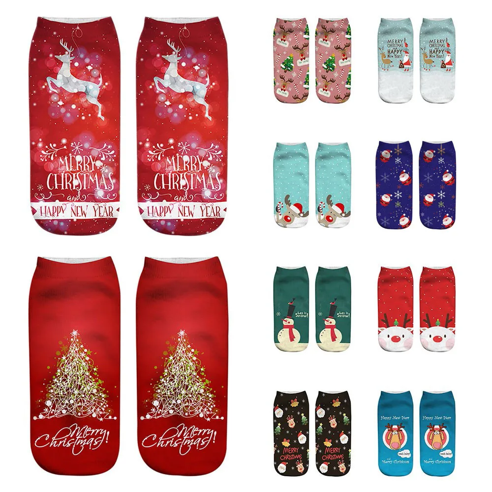 

1 Pairs 3D Print Christmas Socks Unisex Santa Claus Elk Snowflake Cartoon Funny Crazy Cute Socks Gift Xmas Calcetines Wholesale