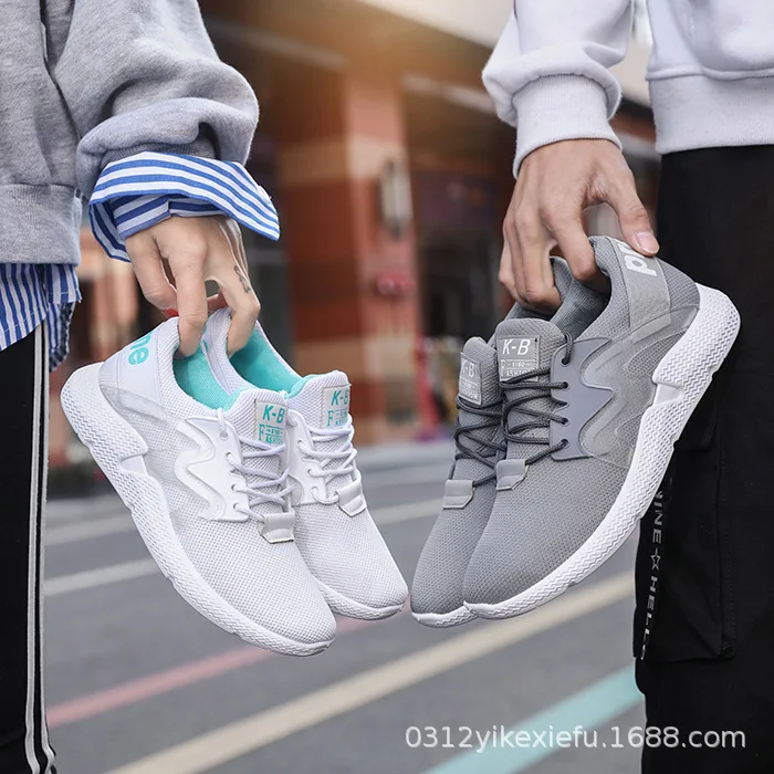 

2019 Spring Couples round-Toe Casual Sporty Shoes Lace up Front Flat Heel MEN'S SHOES