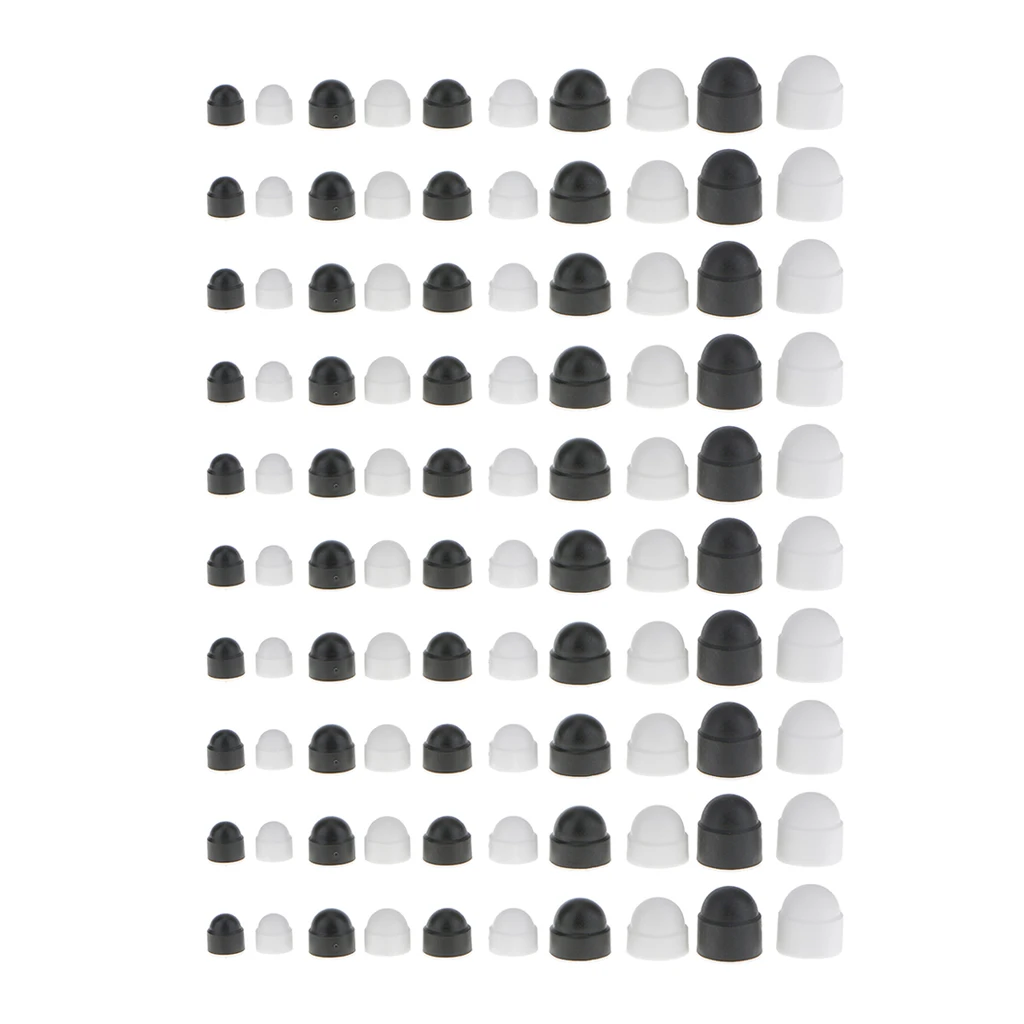 10 Pieces White Dome Nut / Bolt Cover Caps Nylon, M8 13x15mm