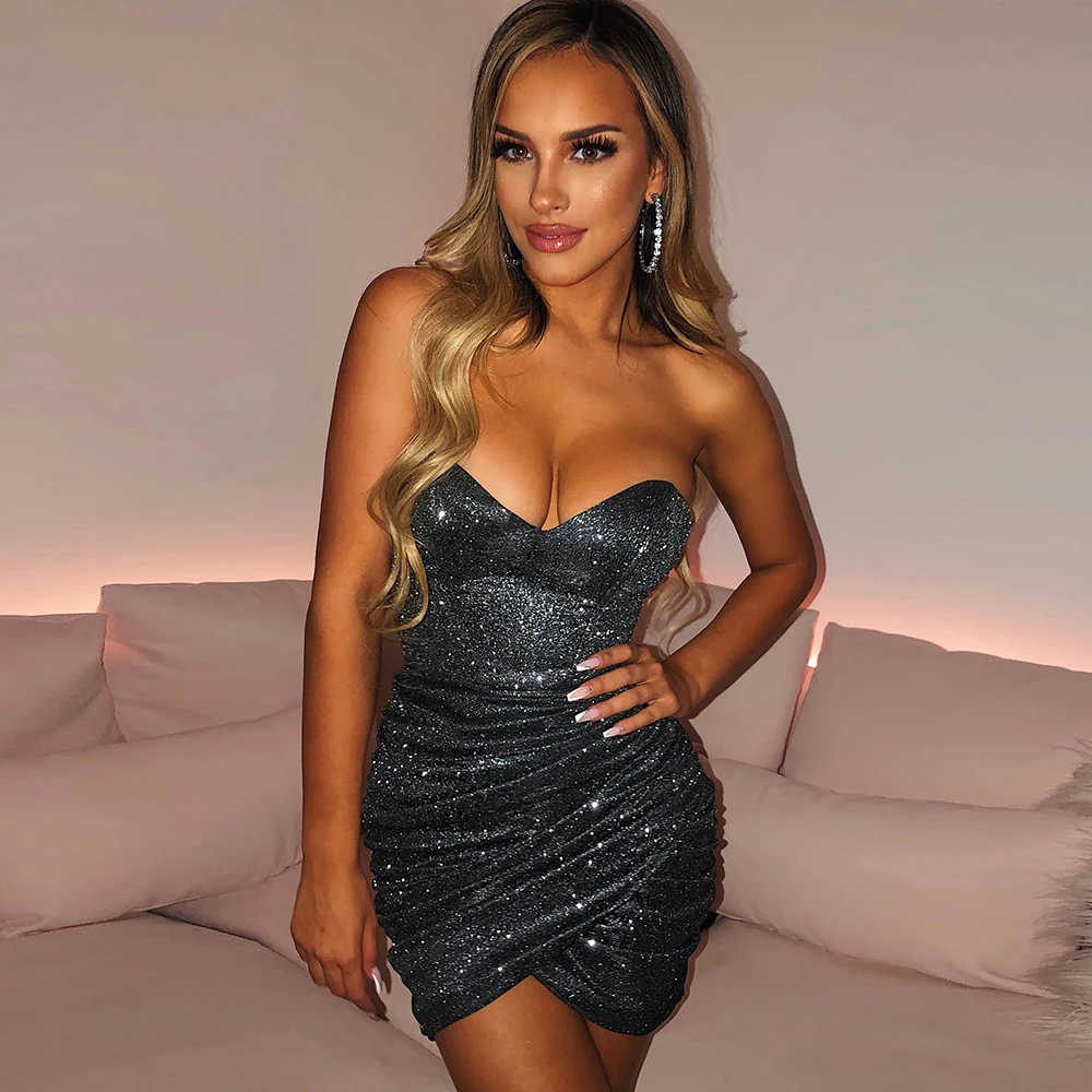 Женское Новое сексуальное блестящая бронзовая открытая спина платья Bodycon