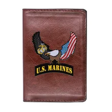 

Classic American Eagle Marines Passport Cover Leather Men Women Slim ID Card Holder Pocket Wallet Case Travel Accessories