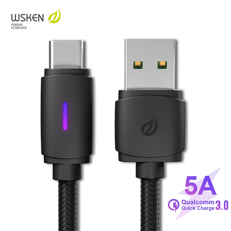 Wsken 5A usb type C кабель для samsung Supercharge AFC DASH VOOC QC шнур быстрой зарядки данных huawei Oneplus