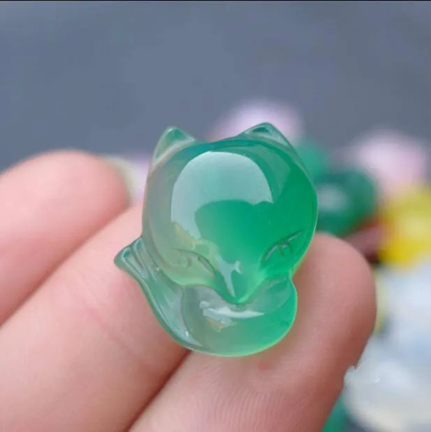 

Drop Shipping Women Pendants Green Chalcedony Fox Pendant Necklaces 2018 For Women Fashion Jewelry DIY Accessories