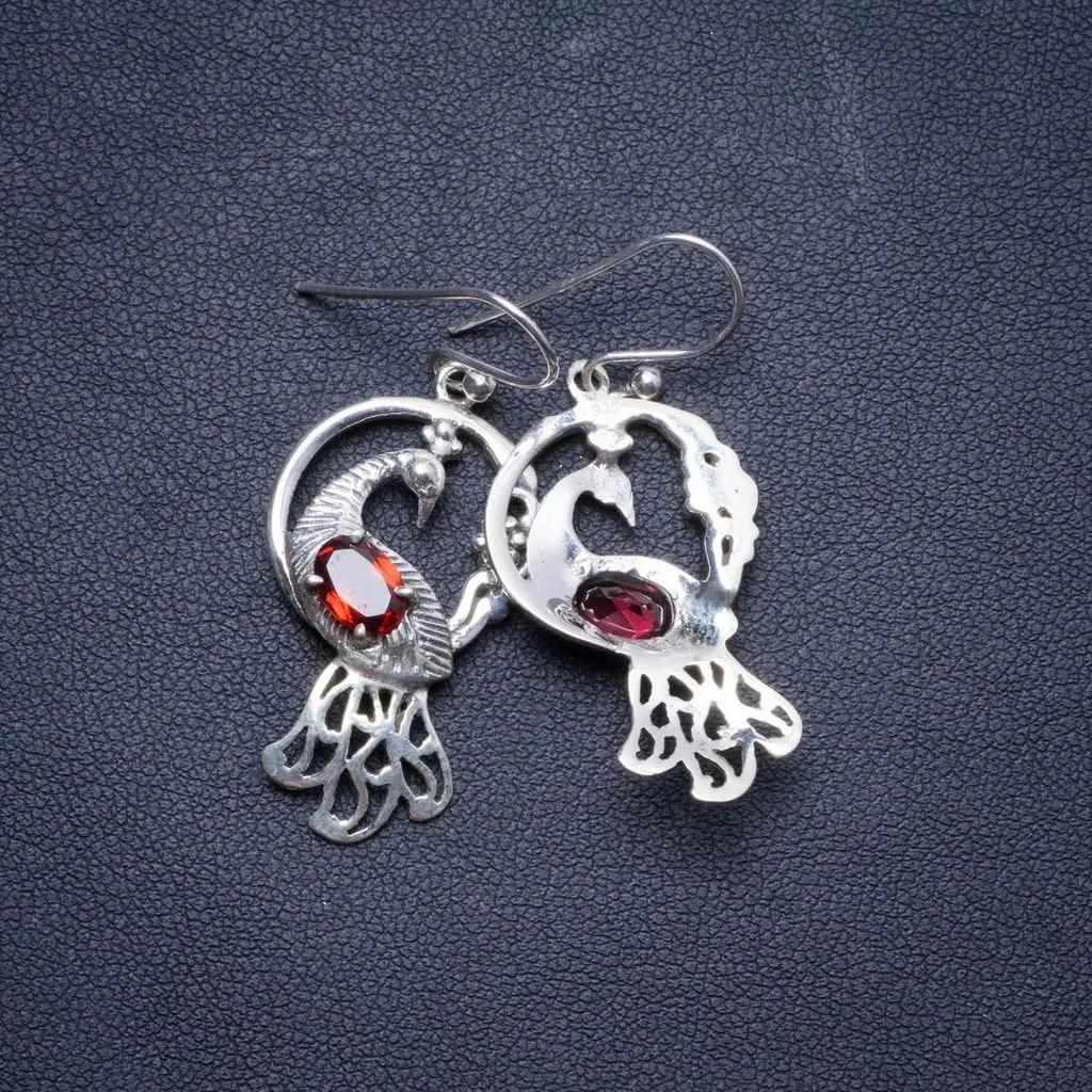 

Natural Peach Quartz Handmade Unique 925 Sterling Silver Earrings 1.75" X4189