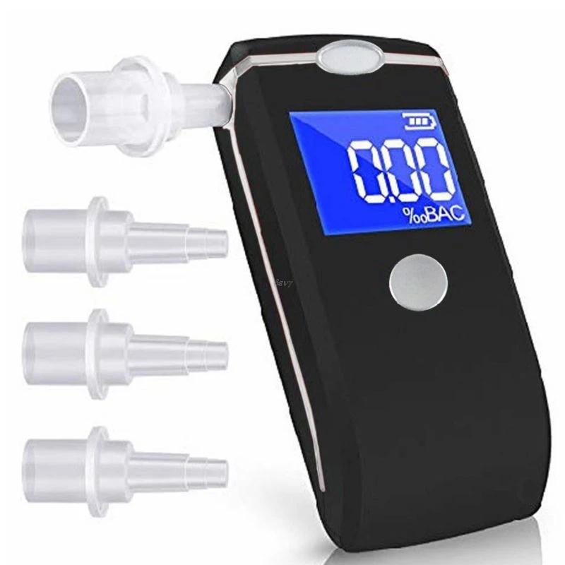 

Digital Breath Alcohol Tester Portable Breathalyzer with LCD Display with 4 Mouthpieces