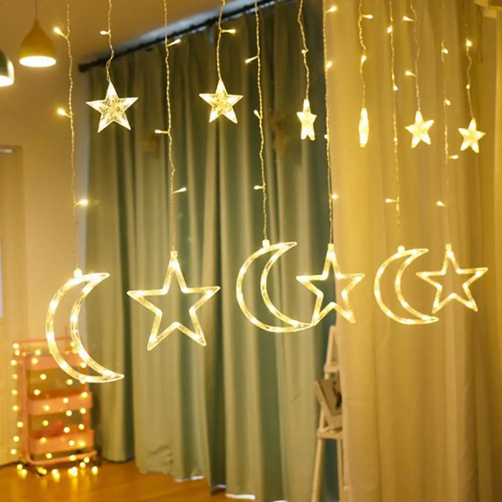 Curtain Window Fairy Lights LED Twinkle Moon Star Christmas Party Wedding Decor