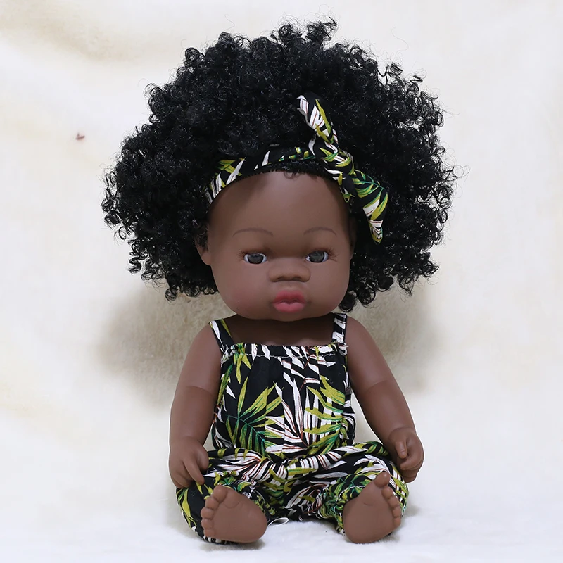 35CM American Reborn Black Baby Doll Bath Play Full Silicone Vinyl Baby Dolls Lifelike Newborn Baby Doll Toy Girl Christmas Gift 18