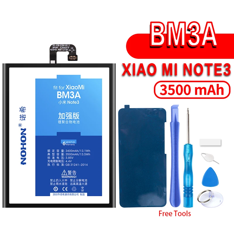 NOHON BM45 BM46 BM47 BN30 BN34 BN40 BN41 BN43 BN44 Батарея для спортивной камеры Xiao mi Red mi Note 2 4 3 Pro 4X mi Note2 Note3 аккумулятор заменитель акумуляторная батарея - Цвет: BM3A For Mi Note3