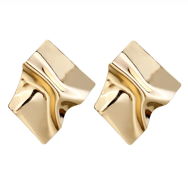 New Fashion Stud Earrings For Women Golden Color Round Ball Geometric Earrings For Party Wedding Gift Wholesale Ear Jewelry - Окраска металла: 5