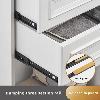 

Black Cold Rolled Steel Three Tracks Drawer Track Rail Sliding Three-Section Cabinet Slides Furniture Hardware