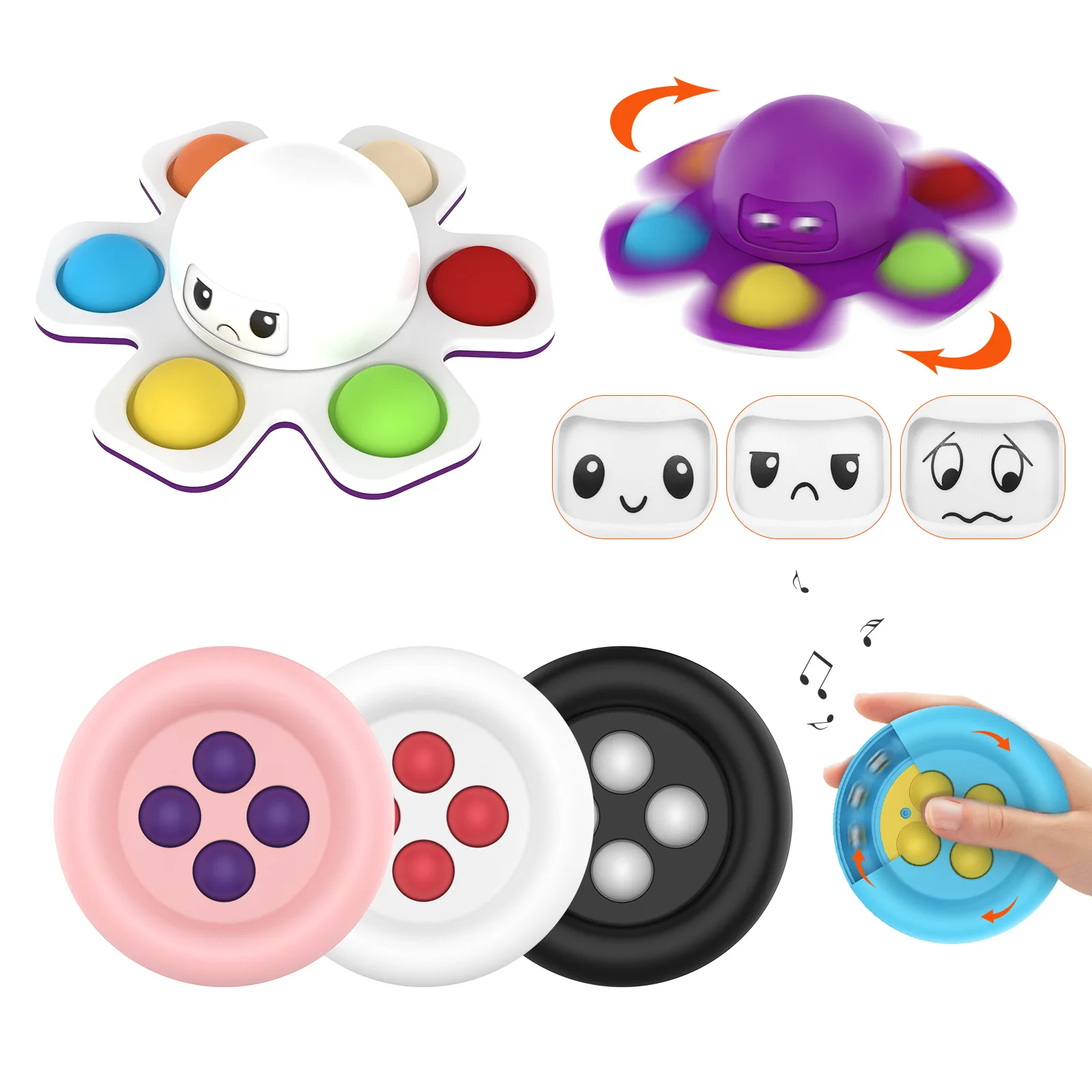 Спиннинговый спиннинг Fidget Spinner всплывает его Топ Bubble игрушки для лица меняющий