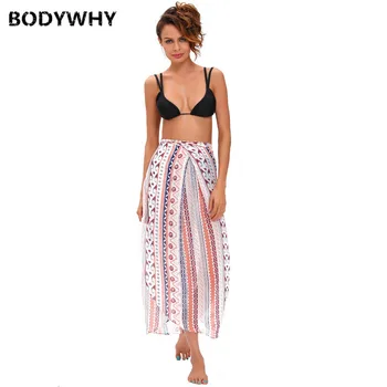 

2020 Maxi Women Fashion Beach Dress Gorgeous Colorful Ethnic Print Chiffon High Waist Irregular Skirt Free Shipping
