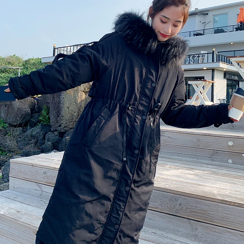 #*Cheap 2019 New High quality Winter Parkas Women Long Down cotton thicken warm jacket fur collar Hooded Coats Female cc1233
