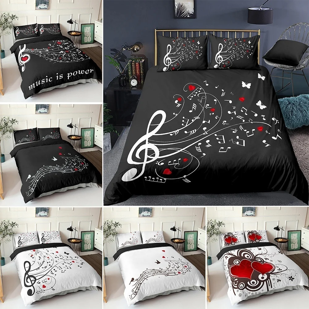 

3D Digital Duvet Cover Music Note Printed Bedding Set Beating Comforter Cover Kids Adult Bedding Set for Winter US/EU/AU Size