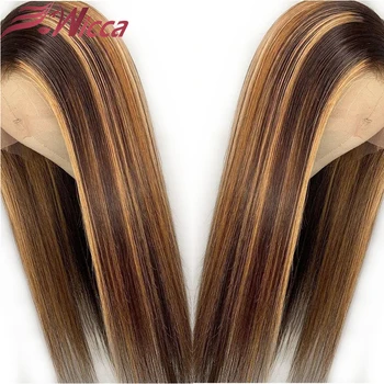 Wicca Highlight 13x6 Lace Front Human Hair Wigs With Baby Hair 8-26 Inches Brazilian Remy Hair Bleached Knots 4