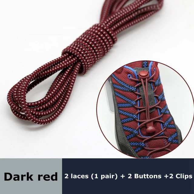 Round Elastic Shoelaces Suitable For Various Shoe Accessories No Tie Shoelace Fixed Stretching Locking Lazy laces 1 Pair Dark red