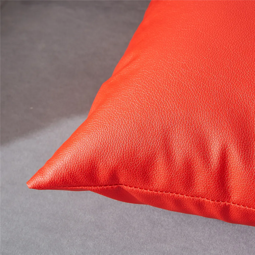 Topfinel PU Leather Cushions Covers Solid Decoration Waterproof Throw Pillows For Sofa Bed Car Seat Home Luxury Pillowcases