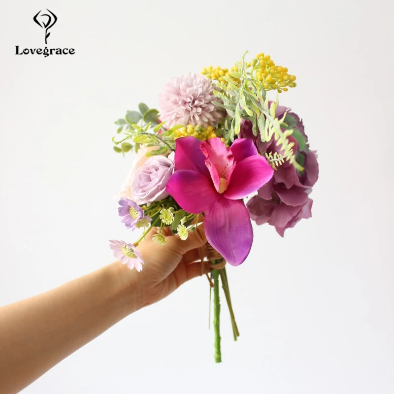 Lovegrace Шелковый цветок Свадебный букет невесты держатель для букетов Искусственные Свадебные цветы цветок свадебные букеты Mariage домашний декор