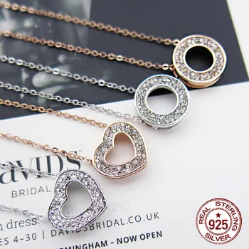 

S925 sterling silver necklace personality fashion romantic double heart-shaped necklace simple temperament girlfriend gift