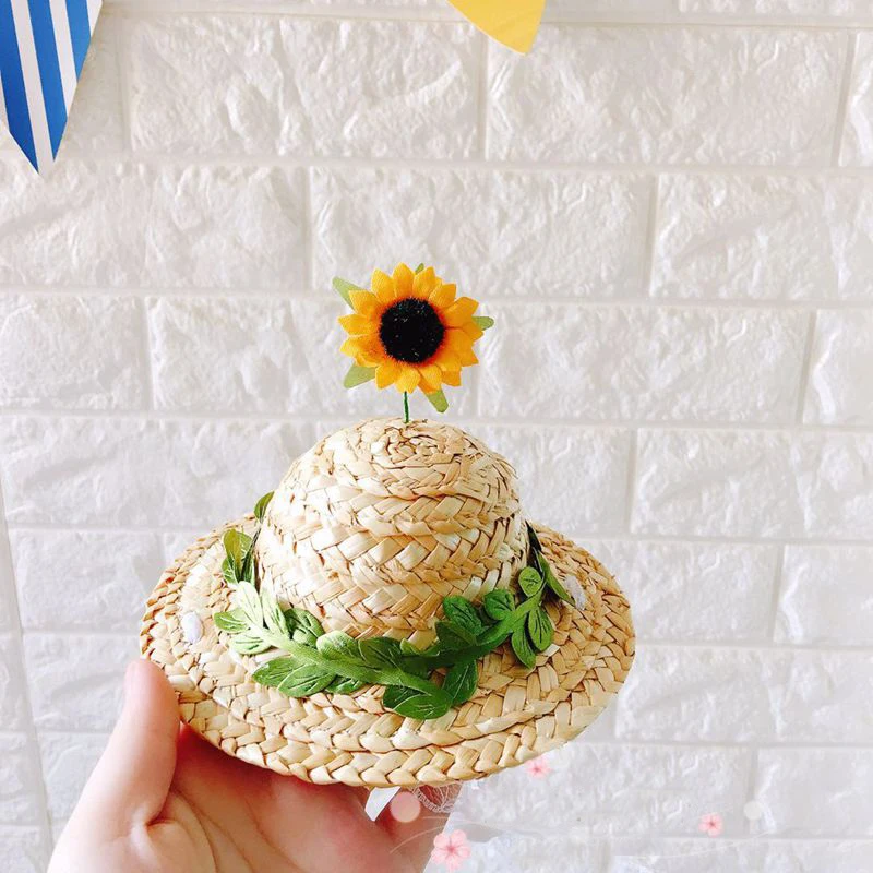 Pet Dog Cat Summer Hat with Wide Brim Cool Straw Hat Sun Hats Puppy Kitten  Hawaii Style Pet Accessories Dogs Cats Party Hats Small and Medium Size  Esg12620 - China Pet Hat