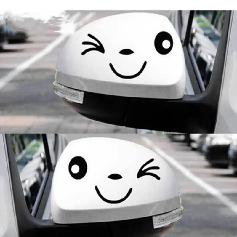 

1Set=2Pcs Car Sticker Bat Carbon Fiber Car Sticker Rearview Mirror Car Sticker Cute Decorative Car Sticker Smiley Face